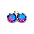Blue and purple gradient faceted crystal pendant with gold edge for jewelry making - Size 4 / 13mm (20 Pieces/pack)