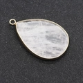 Teardrop-shaped white crystal pendant with elegant gold electroplated edging connector - White Translucent Teardrop Style / White Crystal