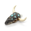 Colgante calavera de toro de resina con cristales negros y turquesas con cierre - Strass Negro Con Color Turquesa (Estilo 5)