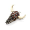 Colgante cabeza de toro de resina con cristales grises e incrustaciones rojas sobre blanco - Strass Negro Con Piedra Roja (Estilo 6)