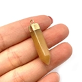 Pointed hexagonal yellow quartz natural stone pendant with a gold plated metal clasp - Yellow Quartz Texture (No. 9)