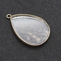 Teardrop clear quartz stone pendant with gold edge and internal natural textures - Transparent Ore Texture Style (No.8)