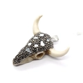 Colgante calavera de toro tribal en resina con pedrería negra e incrustación nácar - Strass Negro Con Nácar (Estilo 8)