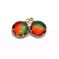 Red and green gradient faceted crystal pendant in a gold-plated crown setting - Size 8 / 13mm (20 Pieces/pack)