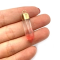 Cone shaped natural stone pendant with a red gradient finish and golden metal cap - Gradient Orange Red (No. 11)