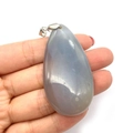 Ciondolo in agata naturale viola grigio traslucido a forma di goccia d'acqua - 30x58mm / Agata Traslucida Grigio Viola