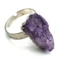 Handcrafted silver ring with raw purple crystal druzy in an irregular organic shape - Purple Raw Stone (8)