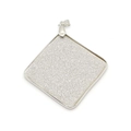 53mm square natural shell pendant with silver glitter matte finish and bail connector - White / 53mm