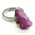Adjustable silver ring featuring an irregular rose purple raw crystal gemstone - Rose Purple Raw Stone (No. 14)
