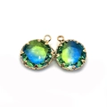 Faceted gradient crystal pendant with 13mm gold plated rim for DIY jewelry making - Size 15 / 13mm (20 Pieces/pack)