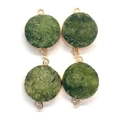 Groene druzy kristal ronde connectoren in goud, set van 4 voor DIY kettingen maken - 21 x 29 mm / Donkergroen