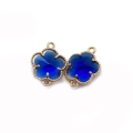 Blue faceted stone five-petal flower connector with gold beaded edge for jewelry DIY - Number 2 / 11x15mm (50 Pieces/pack)