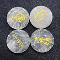 Set di quattro pietre di quarzo trasparente con simboli Reiki dorati e incisioni sacre - Confezione da 4 (25x6mm) / Cristallo di rocca
