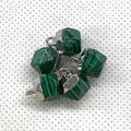 Hexagonal malachite stone pendant with silver metal clasp for DIY jewelry making - 8X12mm / Malachite (White Edge)