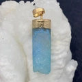Faceted sky blue crystal cylinder pendant with gold top for DIY jewelry making - Light Blue