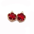 Rosa facettierter Kristall-Blumenverbinder mit Goldperlen für DIY-Schmuck - Größe 6 / 11x15mm (50 Stück/packung)