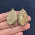 Water drop Emperor stone pendant connectors with gold trim for DIY jewelry making - Beige Brown Spotted Texture (No.14)