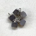 Five multifaceted grey natural agate stone pendants with silver metal plating for DIY jewelry - 8X12mm / Gray Agate (White Edge)