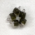 Five faceted olive green crystal pendants with silver metal loops for DIY jewelry making - 8X12mm / No.4 (White Edge)