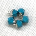 Geometric faceted turquoise stone pendants with silver metal caps for DIY jewelry making - 8X12mm / Blue Turquoise (White Edge)