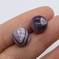 Λειασμένα στρογγυλά αμέθυστα cabochons με φυσικά μωβ και λευκά σχέδια στην πέτρα - 12mm / Αμέθυστος