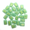 Set di pietre rune in avventurina verde con incisioni dorate Elder Futhark lucide - 15x20x6mm (25 Pezzi/Set) / Verde Avventurina (N. 11)