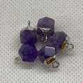 Faceted amethyst stone pendants with silver metal caps for DIY jewelry making - 8X12mm / Amethyst (White Edge)