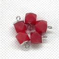 Faceted red gemstone pendants with silver plated metal edge for DIY jewelry making - 8X12mm / No.12 (White Edge)