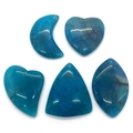 Fünfteiliges blaues Achatstein-Set aus Mond und Herz für DIY Halskettenschmuck - Blauer Drachenader-Achat (025) / 35-55mm (5 Stück)