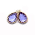 Pair of pear-cut purple crystal teardrop pendants with gold bezel for DIY jewelry - 12x18mm (50 Pieces/Pack) / No.12 (Purple)