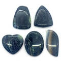 Naturstein Drachenader-Achat Anhänger-Set in verschiedenen Formen für DIY-Schmuckherstellung - Dunkelgrüner Farbverlauf Drachenader-Achat (038) / 35-55mm (5 Stück)