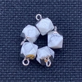 Five pieces of faceted white marble stone pendants with silver metal bails and jump rings - 8X12mm / White Turquoise (White Edge)