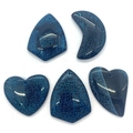 Fünfteiliges Set aus Drachenader-Achat-Anhängern in Herz- und Mondform für DIY-Schmuckstücke - Blau-Schwarzer Drachenader-Achat (041) / 35-55mm (5 Stück)
