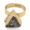 Anillo dorado ajustable con piedra de cristal en bruto triangular gris estilo bohemio - Estilo Triángulo Gris-Blanco (6)