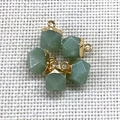 Five green aventurine hexagonal faceted stone pendants with gold ring clasps for jewelry DIY - 8X12mm / Green Aventurine (Yellow Edge)