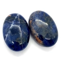 Paire de pierres naturelles de sodalite bleues ovales 30x45mm polies avec veines - Lapis-lazuli / Style Ovale