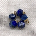 Irregular faceted blue lapis lazuli stone pendant with gold bezel for DIY jewelry making - 8X12mm / Lapis Lazuli (Yellow Edge)
