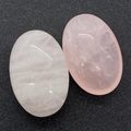 Cabochons ovales en quartz rose et opale polies pierres naturelles sur fond noir textile - 30x45mm (33g/Pièce) / Quartz rose