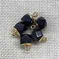 Five-piece set of black faceted gemstone pendants with elegant gold plated edging - 8X12mm / Black Agate (Yellow Edge)