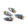 Blue floral turquoise cone pendants with gold metal caps for DIY jewelry making - 8x22mm / Blue Gray (A)