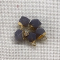 Set of four geometric faceted gray agate pendants with gold plated edges for DIY jewelry - 8X12mm / Gray Agate (Yellow Edge)