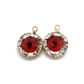 Golden Evil Eye crystal charms in faceted red finish for DIY necklace and bracelet crafting - Size 4 / 13mm (20 Pieces/pack)