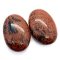 Deux pierres ovales en obsidienne acajou polie avec marbrures noires pour bijoux DIY - Obsidienne Acajou / Style Ovale