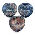 Detailed view of polished heart-shaped natural stones with blue and brown mineral texture - Natural Stone (No. 23)