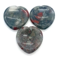Polished heart-shaped bloodstone massage stones with deep green and red patterns - Bloodstone (No. 30)