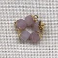 Five rose quartz faceted stone pendants with gold plated caps and rings for DIY jewelry - 8X12mm / Rose Quartz (Yellow Edge)