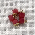 Faceted red natural stone pendants with gold metal loops for DIY jewelry making - 8X12mm / No.32 (Yellow Edge)