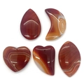 Fünfteiliges Set aus natürlichen Achat-Anhängern in Herz- und Tropfenform für DIY-Schmuck - Rotbraun-Orange Farbverlaufstextur (019) / 35-55mm (5 Stück)