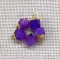 Five purple geometric faceted natural stone pendants with gold plated metal bails - 8X12mm / No.33 (Yellow Edge)