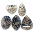 Set aus natürlichen Drachenader-Achat-Anhängern in Herz-, Tropfen- und Ovalform - Schwarzgraues Netz-Drachenader-Stil (029) / 35-55mm (5 Stück)